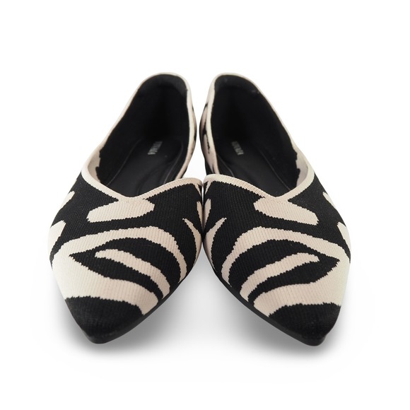 Vivaia Melia Pointed-Toe D'Orsay Flats Women 10.5 Ecru Tiger Print Sustainable - Picture 3 of 11